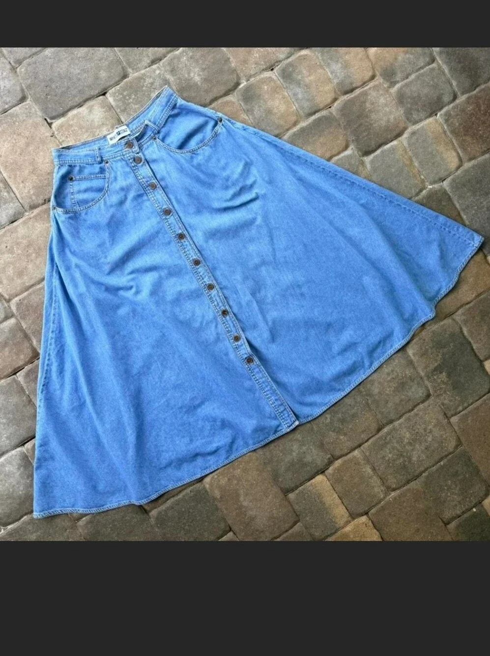 White Stag Light Blue Button-Front Denim Maxi Skirt - Picture 4 of 5